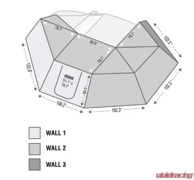 Overland Vehicle Systems 270 Degree Awning with Walls & Mounting Brackets, Driver Side - 19539907