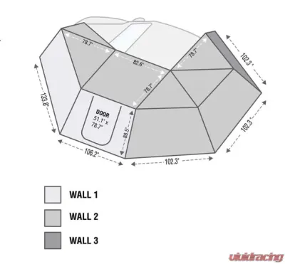 Overland Vehicle System Nomadic Awning 270 Side Wall 3 Dark Gray with Storage Bag - 18119909
