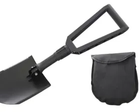 Overland Vehicle System Multi Functional Military Style Utility Shovel with Nylon Carrying Case