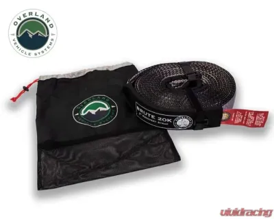 Overland Vehicle System Tow Strap 20,000 lb 2" x 30' Gray with Black Ends and Storage Bag - 19059916