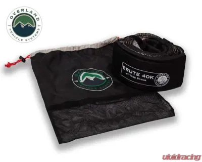 Overland Vehicle System Tow Strap 40,000 lb 4" x 8' Gray with Black Ends and Storage Bag - 19079916