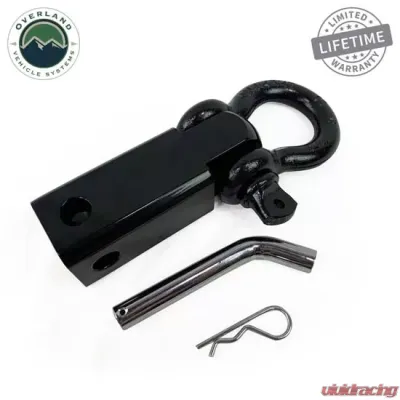 Overland Vehicle System Receiver Mount Recovery Shackle 3/4" 4.75 Ton With Dual Hole Black and Pin and Clip - 19109901