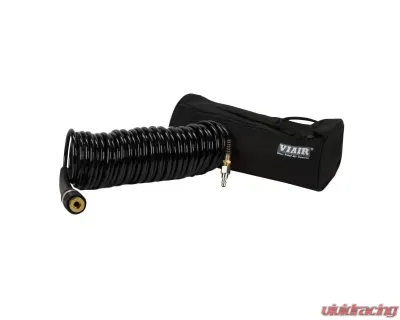 VIAIR 30 Ft. Extension Braided Black Coil Hose (Closed-ended 1/4" Quick Coupler & Stud), Carry Bag - 31
