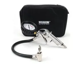 VIAIR Tire Inflation Gun (Normally Closed Chuck, 200 PSI Inline Gauge), Carry Bag