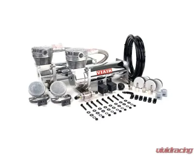 VIAIR Dual Chrome 480C Value Pack (200 PSI, 480C/2, 165/200 P. Switch, 40 Amp Relay/2, Fuse Holder) - 48032