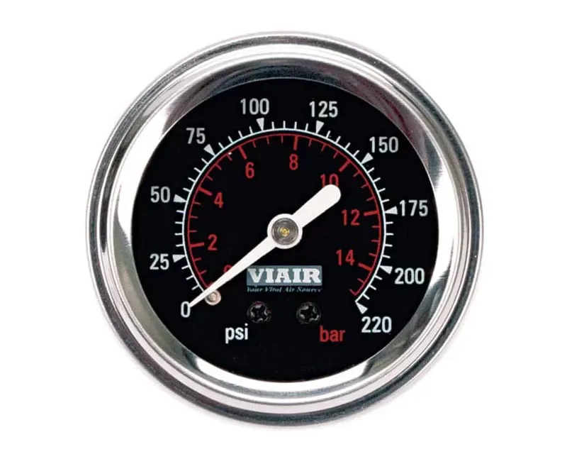 VIAIR 2" Single Needle Gauge (Black Face, Illuminated, 220 PSI) - 90090