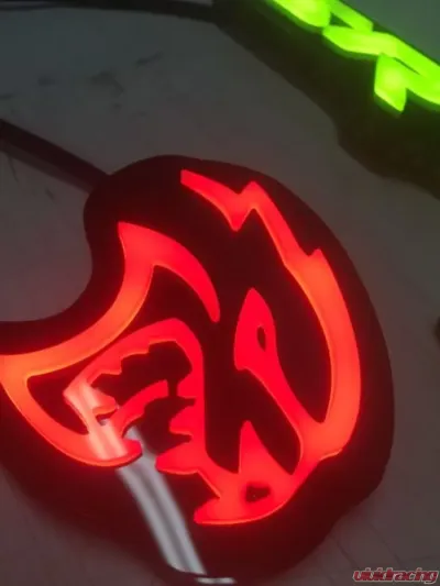 X Lume Challenger 3D Illuminated SRT Hellcat Head Emblems For 15-20 Challenger RGB Color Shift Wifi Controller - SRT-HELLCAT-CS-WF