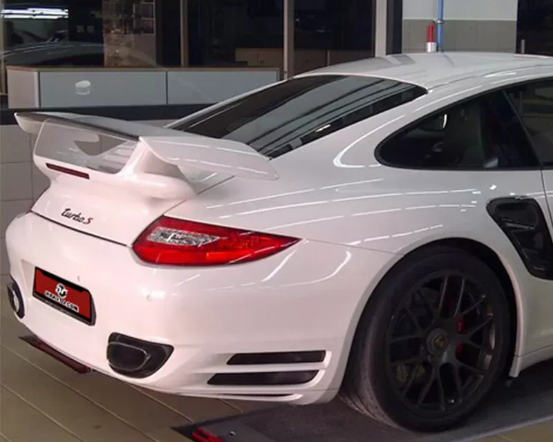 NR Auto 997 FRP GT2 Deck Lid Wing with Carbon Base and Black Gurney Porsche 997 Turbo 2007-2009 - 99762-CFB