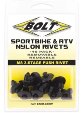 Bolt Motorcycle M8 Three Stage Push Black Nylon Rivet Kit 10/Pack                                     - 2005-8SRIV - Image 4