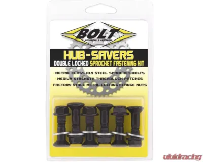 Bolt Motorcycle Sprocket Fasteners Black 6 Pack For Full Size Off-Road - 2008-HS.B