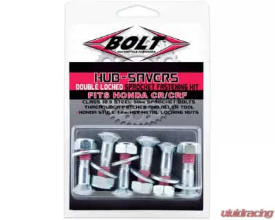 Bolt Motorcycle Hub-Savers Sprocket Fastener W/Fugi Locking Nuts Honda CRF 2002-2018 | CR 1979-1997 - 2008-HS.CRF