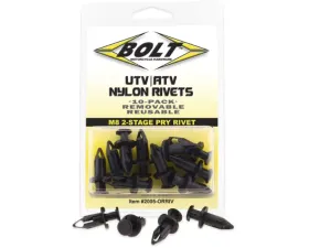 Bolt Motorcycle M8 Pry Black Nylon Rivet Kit - 10 Pack