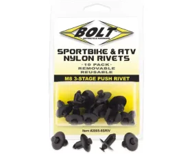 Bolt Motorcycle M8 Three Stage Push Black Nylon Rivet Kit 10/Pack