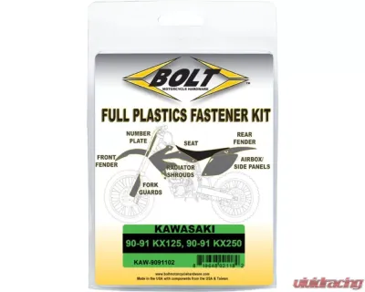 Bolt Motorcycle Full Plastic Fastener Kawasaki KX 125 | 250 1990-1991 - KAW-9091102