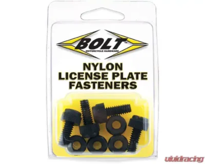 Bolt Motorcycle Black License Plate Bolts and Nuts 4/Pack - LPFNYLON