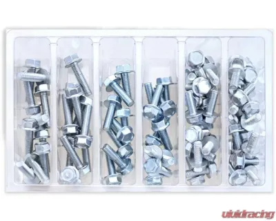 Bolt Motorcycle M6 10MM Hex Flange Bolt Assortment 80 Piece Kit - SV-M6HEX10