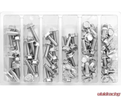 Bolt Motorcycle M6 10MM Hex Flange Bolt Assortment 80 Piece Kit - SV-M6HEX10