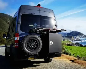 Aluminess Rear Bumper w/ Hitch|Bike Rack Swing Arm - Single Rear Wheel Mercedes-Benz Sprinter Slimline 2007-2018