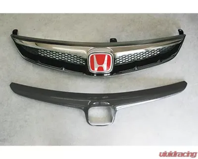 Charge Speed Carbon Front Grill Finisher (Japanese CFRP) For OEM Front Grill Only Honda Civic FD2 Sedan JDM 06-10 - BCHC06-CS3088GRFC