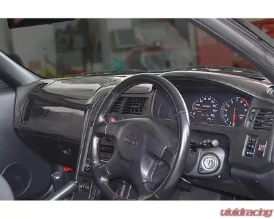 Charge Speed OEM Carbon Dashboard Cover (Japanese CFRP) Right Hand Drive - NO PASSENGER AIR BAG - JDM Plain Weave - Nissan GTR BCNR33 93-98 - BCNG93-CS828DBCNA