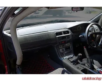 Charge Speed OEM Carbon Dashboard Cover WITHOUT Air Bag Cover (Japanese CFRP) - 1 Piece Right Hand Drive - JDM Plain Weave Nissan S14 95-98 - BCN495-CS704DBCNA