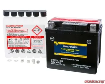Fire Power Parts Battery Ctx5l-Bs Maintenance Free 49-2266 - CTX5L-BS