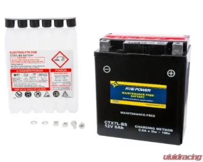 Fire Power Parts Battery Ctx7l-Bs Maintenance Free 49-2268 - CTX7L-BS