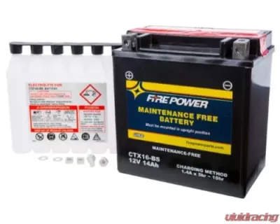 Fire Power Parts Battery Ctx16-Bs Maintenance Free 49-2277 - CTX16-BS