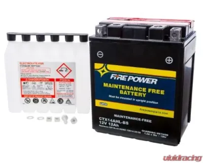 Fire Power Parts Battery Ctx14ahl-Bs Maintenance Free 49-2282 - CTX14AHL-BS