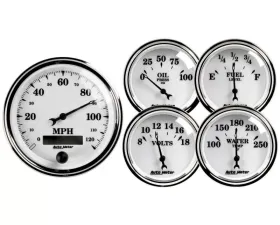 AutoMeter GAUGE KIT; 5 PC.; 3 3/8in./2 1/16in.; ELEC. SPEEDOMETER; OLD TYME WHITE II