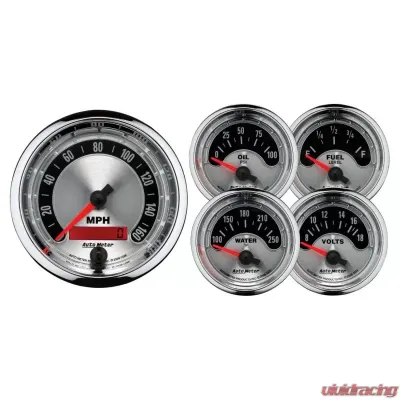 AutoMeter GAUGE KIT; 5 PC.; 3 3/8in./2 1/16in.; ELEC. SPEEDOMETER; AMERICAN MUSCLE - 1202