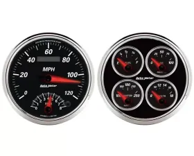 AutoMeter GAUGE KIT; 2 PC.; QUAD/TACH/SPEEDO; 5in.; DESIGNER BLACK II