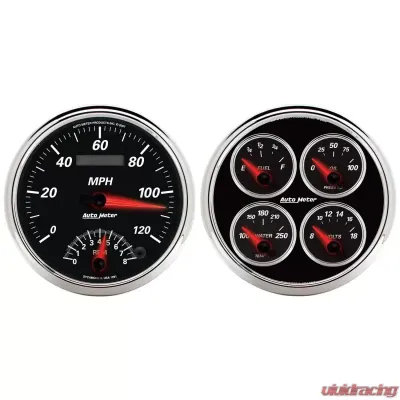 AutoMeter GAUGE KIT; 2 PC.; QUAD/TACH/SPEEDO; 5in.; DESIGNER BLACK II - 1204