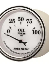 AutoMeter GAUGE; OIL PRESS; 2 1/16in.; 100PSI; ELEC; OLD TYME WHITE II                                     - 1227 - Image 2