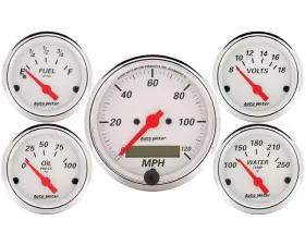 AutoMeter GAUGE KIT; 5 PC.; 3 1/8in./2 1/16in.; ELEC. SPEEDOMETER; ARCTIC WHITE