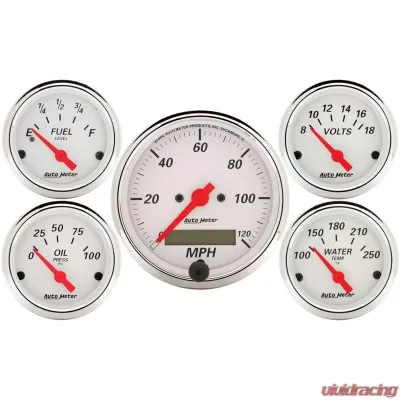 AutoMeter GAUGE KIT; 5 PC.; 3 1/8in./2 1/16in.; ELEC. SPEEDOMETER; ARCTIC WHITE - 1302