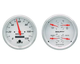 AutoMeter GAUGE KIT; 2 PC.; QUAD/SPEEDOMETER; 5in.; ARCTIC WHITE