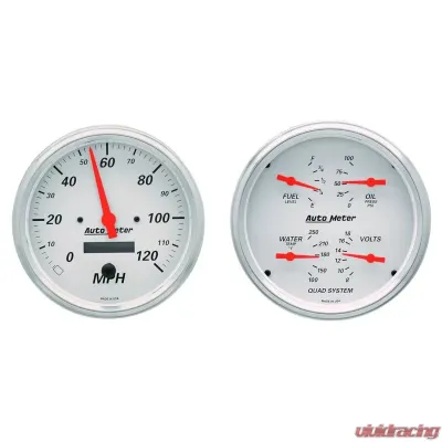 AutoMeter GAUGE KIT; 2 PC.; QUAD/SPEEDOMETER; 5in.; ARCTIC WHITE - 1303