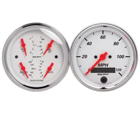 AutoMeter GAUGE KIT; 2 PC.; QUAD/SPEEDOMETER; 3 3/8in.; ARCTIC WHITE