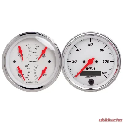 AutoMeter GAUGE KIT; 2 PC.; QUAD/SPEEDOMETER; 3 3/8in.; ARCTIC WHITE - 1308