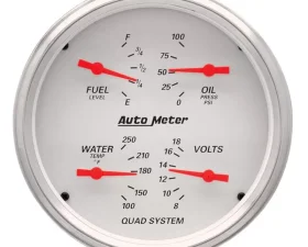 AutoMeter GAUGE; QUAD; 5in.; 240OE-33OF; ELEC; ARCTIC WHITE