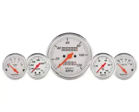 AutoMeter GAUGE KIT; 5 PC.; 3 1/8in./2 1/16in.; MECH. SPEEDO.; WTMP/OILP; ARCTIC WHT