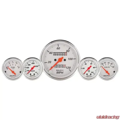 AutoMeter GAUGE KIT; 5 PC.; 3 1/8in./2 1/16in.; MECH. SPEEDO.; WTMP/OILP; ARCTIC WHT - 1311