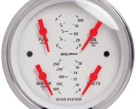 AutoMeter GAUGE; QUAD; 3 3/8in.; 240OE-33OF; ELEC; ARCTIC WHITE