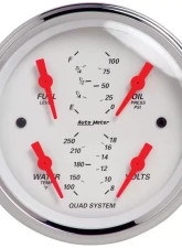 AutoMeter GAUGE KIT; 2 PC.; QUAD/SPEEDOMETER; 3 3/8in.; ARCTIC WHITE                                     - 1308 - Image 2