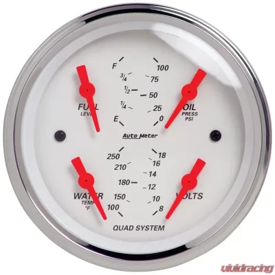 AutoMeter GAUGE; QUAD; 3 3/8in.; 240OE-33OF; ELEC; ARCTIC WHITE - 1312