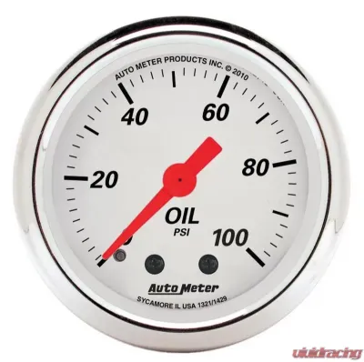 AutoMeter GAUGE KIT; 5 PC.; 3 1/8in./2 1/16in.; MECH. SPEEDO.; WTMP/OILP; ARCTIC WHT - 1311