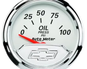 AutoMeter GAUGE; OIL PRESS; 2 1/16in.; 100PSI; ELEC; CHEVROLET HERITAGE BOWTIE
