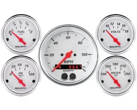 AutoMeter GAUGE KIT; 5 PC.; 3 3/8in./2 1/16in.; GPS SPEEDOMETER; ARCTIC WHITE
