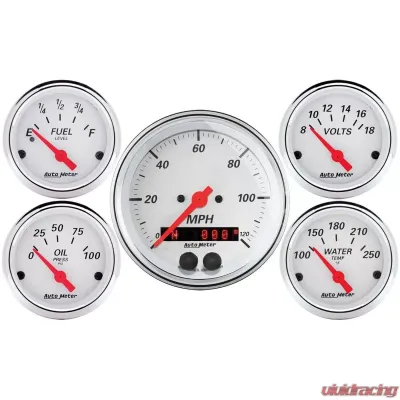 AutoMeter GAUGE KIT; 5 PC.; 3 3/8in./2 1/16in.; GPS SPEEDOMETER; ARCTIC WHITE - 1350